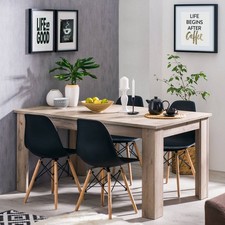 Table de salle à manger extensible 160 cm table de cuisine bois gris Homestyle4u