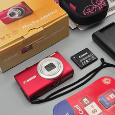 [Near Mint] Canon PowerShot A4000 IS Digital Camera Red 16MP 8x Zoom, Charger SD