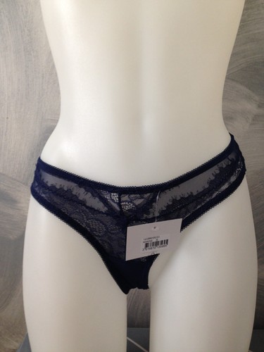 Culotte tanga dentelle bleu