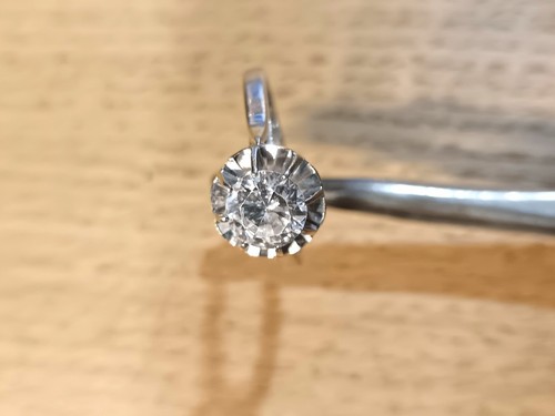 Bague solitaire blanc - or,