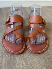 Patricia Nash Fidella Tan Leather Sandals Womens 8M Boho Flat Adjustable Strappy