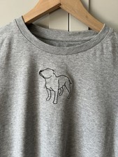 Grey Embroidered Staffie T-shirt Dog Top Small Staffordshire bull terrier rescue