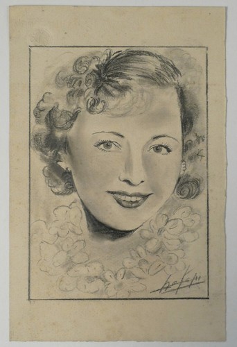 Dessin ancien crayon portrait