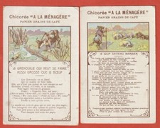 2 CHROMOS - FABLES DE LA FONTAINE - CHICOREE A LA MENAGERE - INIMITABLE CHOCOLATE
