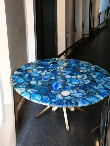 Table ronde agate bleue - ronde,