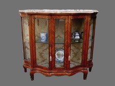 Cabinet Buffet Showcase Antique Louis XVI French Vitrine Marble 1860s Rare