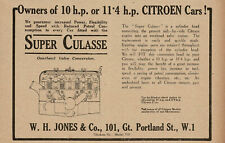 Rare Antique W H Jones Super Culasse Citroen Car Engine Art Original Print Ad
