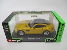 AU061 BURAGO 1/32 MERCEDES AMG GT YELLOW 2016 PLEXI BOX AND BASE Ref 42023Y