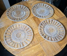 ANDRE HUNEBELLE 4 DISH PLATES ART DECO GLASS MODEL CHRYSANTHEMUMS 
