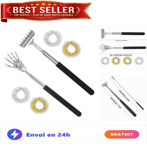 Gratte dos télescopique acier - gratte-dos,