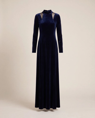 Robe longue velours - , mockneck