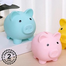 Tirelire à Pièces Billets Cochon Rose Bleu Enfants Economie Argent Educatif