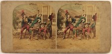 Servant Two Gentlemen Photo C1860 Stereo Vintage Albumin Genre Scene