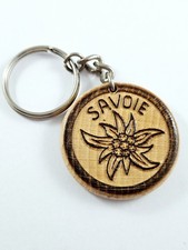 KEYCHAIN - SOUVENIR of SAVOY - Alps, Mountains - SKI - WOOD -