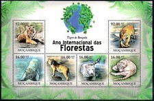 Mozambique 2011 Bengale Tigres Sauvage Chats Animaux Nature fiche MNH