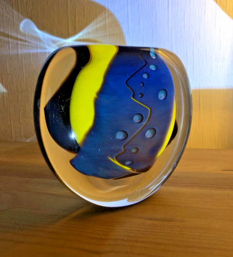 Vase verre soufllé signé - vase,