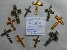 Destocking: Collection Lot of 10 Different Old Crucifix Antique CROSSES 