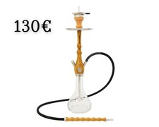 Al-Mani Chicha Tchiki bois foncé et verre avec tuyau en silicone 