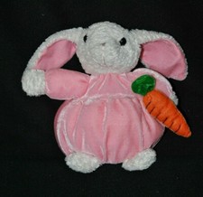 Peluche doudou lapin blanc boule rose satin carotte orange 19/32 cm TTBE