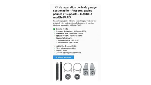 Kit réparation porte - réparation,
