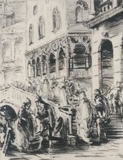 Vintage Etching.  Street Scene by Johannes Thiel.  Signed and Numbered