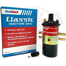 Accuspark 12v Screw Top Ignition Coil Suitable For Points or Electronic Ignition