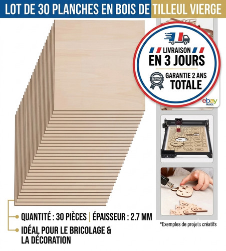 Plaque bois tilleul laser - 30,