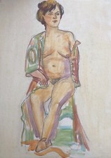 JEAN PIERRE SUCCAR - Large Painting Double-Sided Nude Female Gouache Board #5