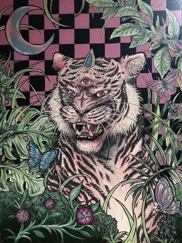Acrylique sur toile tigre - sur, toile,