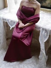 Robe de Soirée Longue Bordeaux + Étole - Mariage, Fêtes, Cocktails - T. 42