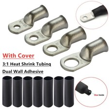 10pcs 3/8 5/16 1/4 1/2 Hole Bare Copper Ring Lug Battery Terminal Wire Connector