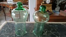 Pair of Empoli Green Glass Clogging Funnel Lids