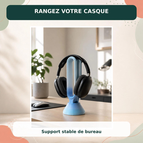 Support casque audio - , bleu
