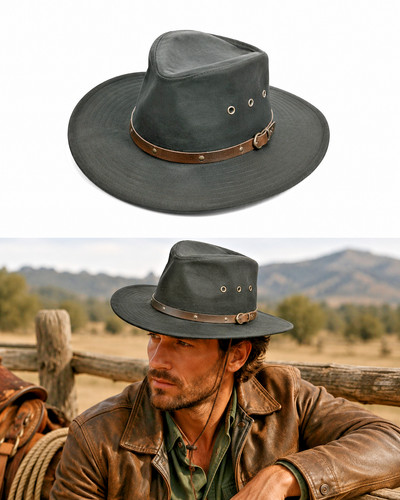 Chapeau cowboy noir coton