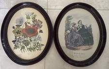 Vintage Oval Framed Art Prints 1940’s Miroir De Modes And London Florals