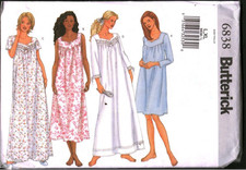 6838 Vintage Butterick SEWING Pattern Misses Loose Fitting Nightgown L XL OOP