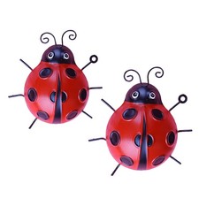 Fer Coccinelle Mur Sculptures Décoration pour Cour Jardin Extérieur Pelouse