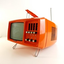 Vintage Mini Telelvision Space Age Design CRT Tv Videoton Mini-Vidi 1970s Orange