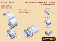 RAYMOCO RC48.102.00 1/48 Set of 3 Engines BMW-132. For use with Junkers Ju 52