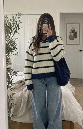 Pull rayé vintage blanc - , et