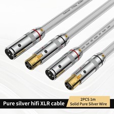 Pair 99.998% Pure Solid Silver Wire HiFi Audio XLR Balanced Male to Female Cable