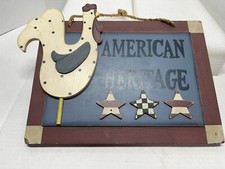 American Heritage Hanging Decor Wall Plaque USA Patriotic 13" Across
