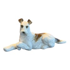 Vintage Hutschenreuther Germany Wire Fox Terrier Dog Figurine Laying