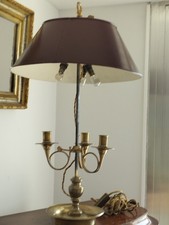 LAMPE BOUILLOTTE A 3 FEUX BRONZE DORÉ ABAT-JOUR  BORDEAUX  ÉPOQUE EMPIRE 