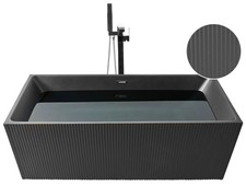 Baignoire Îlot Rectangle en Acrylique Noire Cannelée 170 x 80 cm Moderne Gocta