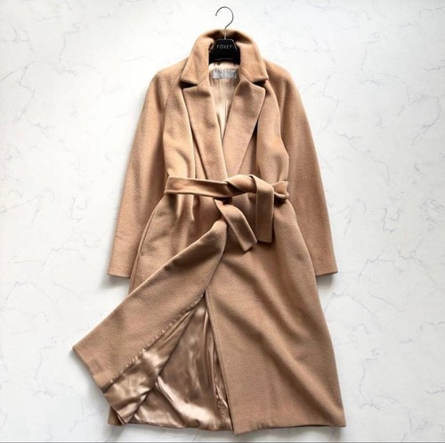 Manteau long ceinturé - , en