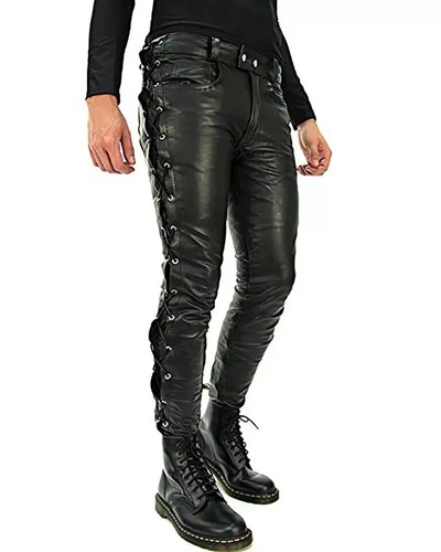 Pantalon cuir moto noir - de,