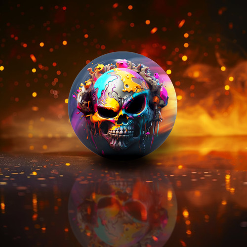 Bowling ball rainbow skull - rainbow,