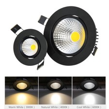 Dimmable LED Downlight COB Spotlight Recessed Ceiling Light Lamp 7W/9W/15W Black