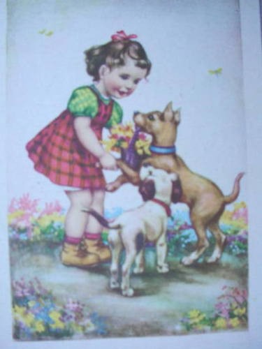 9193 fille avec chiens - 9193,